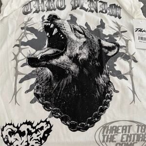 THRT Denim Wolf Graphic Men's White Cotton Short Sleeve T-Shirt